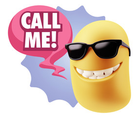 3d Illustration Laughing Character Emoji Expression saying Call