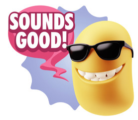 3d Illustration Laughing Character Emoji Expression saying Sound