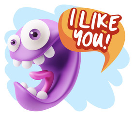 3d Illustration Laughing Character Emoji Expression saying I Lik