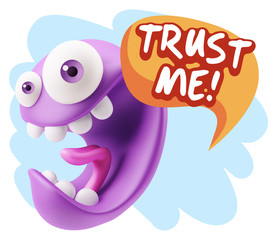 3d Illustration Laughing Character Emoji Expression saying Trust