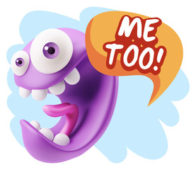3d Illustration Laughing Character Emoji Expression saying Me To