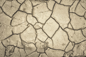Land with a dry cracked ground , season water shortage.