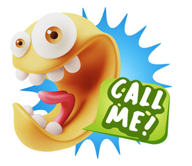 3d Illustration Laughing Character Emoji Expression saying Call