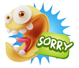 3d Illustration Laughing Character Emoji Expression saying Sorry
