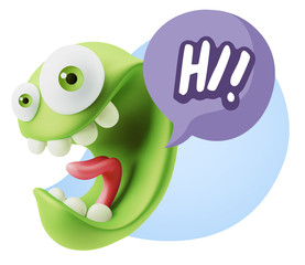 3d Illustration Laughing Character Emoji Expression saying Hi wi