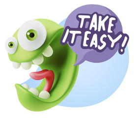 3d Illustration Laughing Character Emoji Expression saying Take