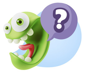 3d Illustration Laughing Character Emoji Expression saying ? wit