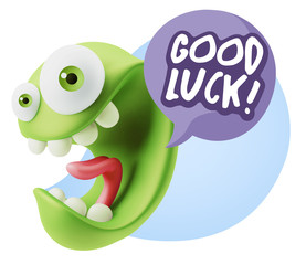 3d Illustration Laughing Character Emoji Expression saying Good