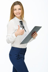 Young businesswoman with tablet
