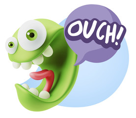 3d Illustration Laughing Character Emoji Expression saying Ouch