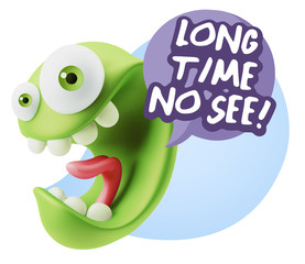 3d Illustration Laughing Character Emoji Expression saying Long