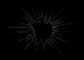 Broken glass, dark background. Vector illustration