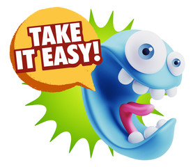 3d Illustration Laughing Character Emoji Expression saying Take