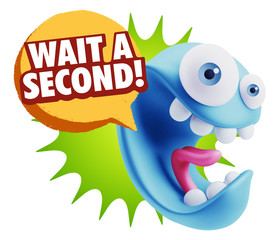 3d Illustration Laughing Character Emoji Expression saying Wait