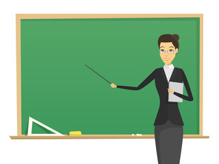cartoon male teacher with blackboard. mini concept. school man teacher modern flat vector design. learning illustration. 