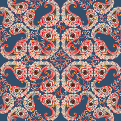 Flourish tiled pattern Abstract floral oriental ornament Geometric flower background