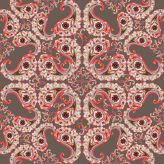 Foral geometric seamless pattern. Abstract flourish oriental fractal ornament Arabic style background