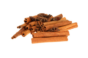 Cinnamon sticks and star anise spice