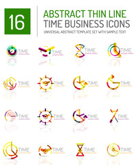 Geometric clock and time icon set