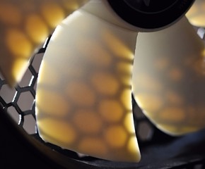 Computer power supply fan. Nice detail quality quiet cooler with beautiful light and texture of the...