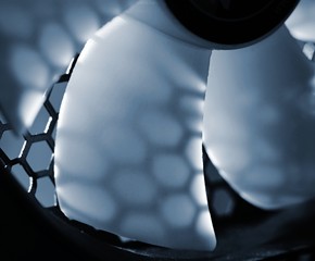Computer power supply fan. Nice detail quality quiet cooler with beautiful light and texture of the...