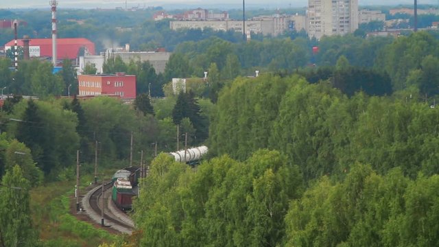 Aerial view Train with Cargo Carriages