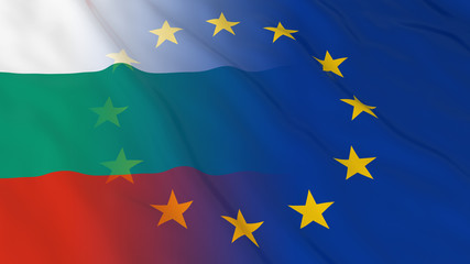 Bulgarian and European Union Relations Concept - Merged Flags of Bulgaria and the EU 3D Illustration