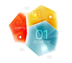 Colorful glass hexagon business infographic template