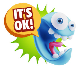 3d Illustration Laughing Character Emoji Expression saying It's