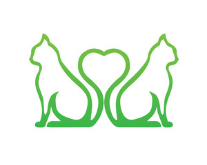 Modern Pet Logo - Green Cat Cattery Symbol