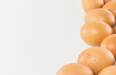 eggs on white background shallow depth of field