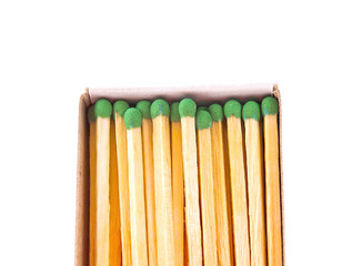 Open box with matches on the isolated background