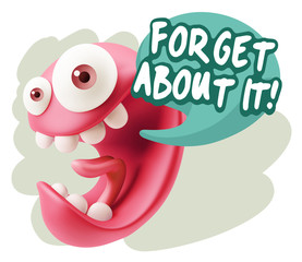 3d Rendering Smile Character Emoticon Expression saying Forget A