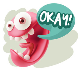 3d Illustration Laughing Character Emoji Expression saying Okay