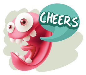 3d Rendering Smile Character Emoticon Expression saying Cheers w