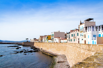 Fototapeta na wymiar View of the promenade of Alghero, Sardinia
