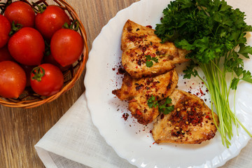 Fried chicken with parsley