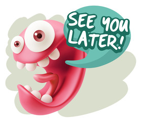 3d Illustration Laughing Character Emoji Expression saying See Y