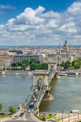 The Chain Bridge across the Danube River in Budapest