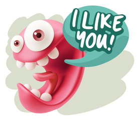 3d Illustration Laughing Character Emoji Expression saying I Lik