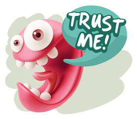 3d Illustration Laughing Character Emoji Expression saying Trust