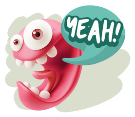 3d Illustration Laughing Character Emoji Expression saying Yeah