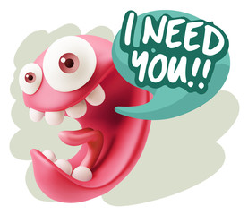 3d Illustration Laughing Character Emoji Expression saying I Nee
