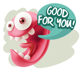 3d Rendering Smile Character Emoticon Expression saying Good For