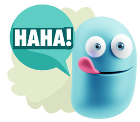 3d Illustration Laughing Character Emoji Expression saying Hahah