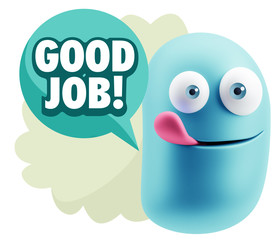 Obraz premium 3d Rendering Smile Character Emoticon Expression saying Good Job