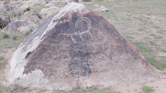 Ibex rock painting - petroglyphs in Kyrgyzstan