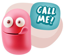3d Illustration Laughing Character Emoji Expression saying Call