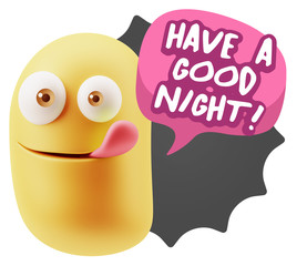 3d Illustration Laughing Character Emoji Expression saying Have