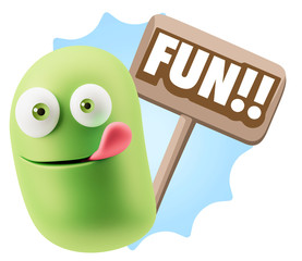3d Illustration Laughing Character Emoji Expression saying Fun w